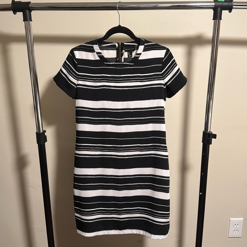 Adrienne Vittadini Striped Black and White Mini Dress
